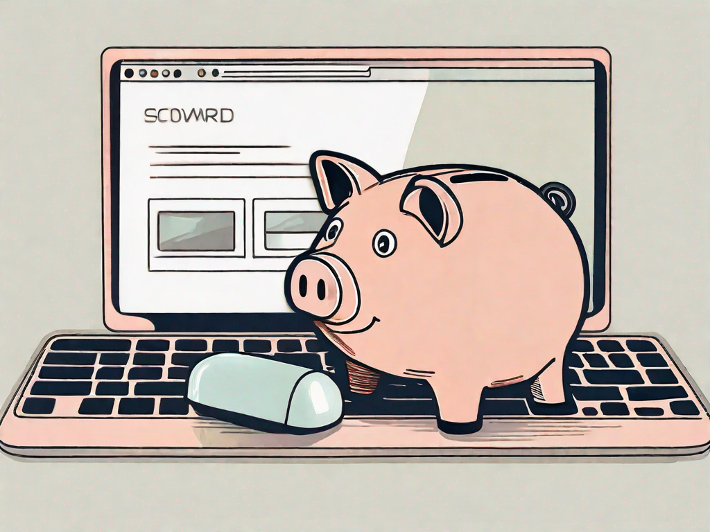 A small piggy bank sitting on a computer keyboard