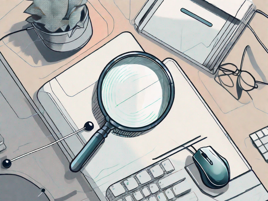 A magnifying glass hovering over a computer mouse