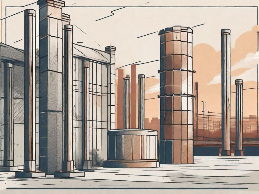 A solid brick foundation with five pillars